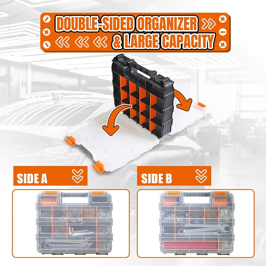 Small Parts Organizer with 34 Compartments Removable Dividers Waterproof Hardware Storage