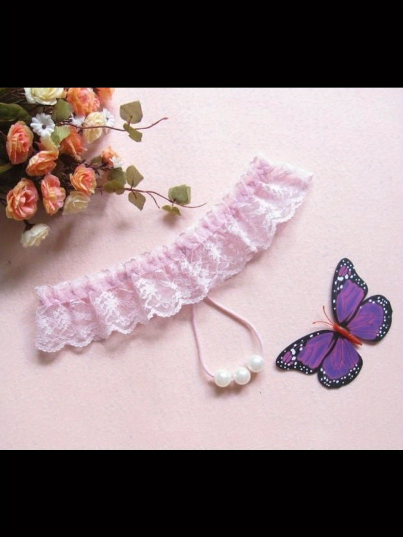 Black Lace Thong with Faux Pearl Accents for Seduction Lingerie