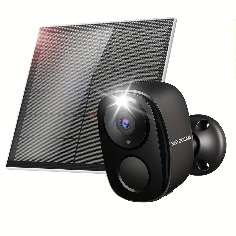 HEIYOUCAM 1 to'plam Quyosh batareyali xavfsizlik kamerasi simsiz tashqi, 3MP tungi ko'rish, yoritgich, quyosh paneli, PIR insonni aniqlash, 2 tomonlama suhbat, SD karta/bulut saqlash va qora yoritgich