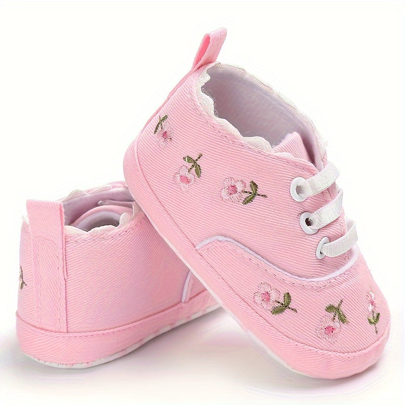 Baby Girl's Flower Pattern Non-Slip Walking Shoes for Infants Outdoor Activities