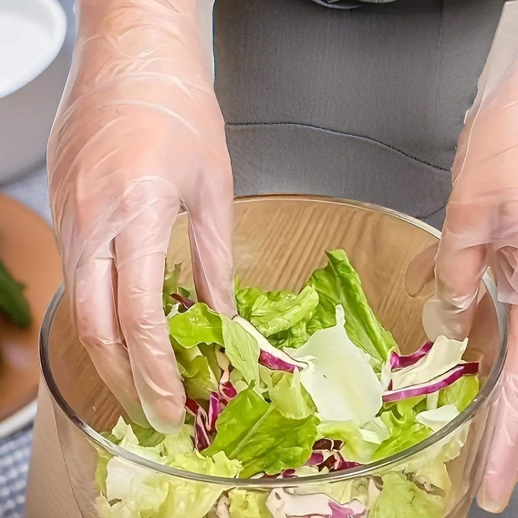 Bir martalik TPE qo‘lqoplar, 100 dona, suv o'tkazmaydigan, boshqariladigan, tozalanmaydigan, uy va oshxona uchun