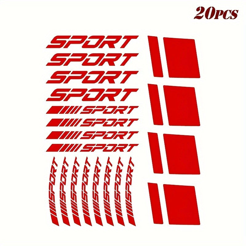 20 шт. отражающих виниловых наклеек на ободья спортивные геометрические наклейки черные и красные