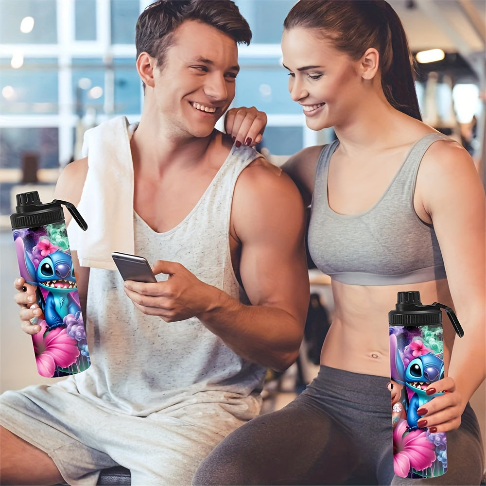 Бутылка для воды из нержавеющей стали 20oz с дизайном Stitch и Lilo, многоразовая, изолированная, герметичная для горячих и холодных напитков