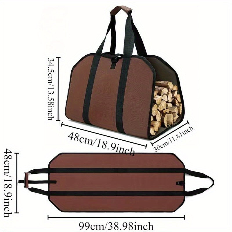 Heavy Duty Canvas Firewood Storage Bag Large Capacity Log Carrier Indoor Outdoor