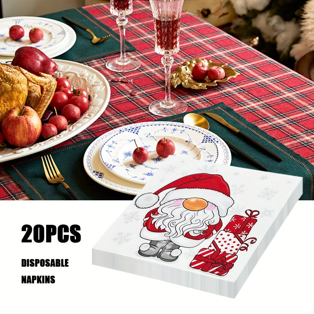 Set of 20 Santa Claus Christmas Napkins 3-Ply Disposable Paper Towels