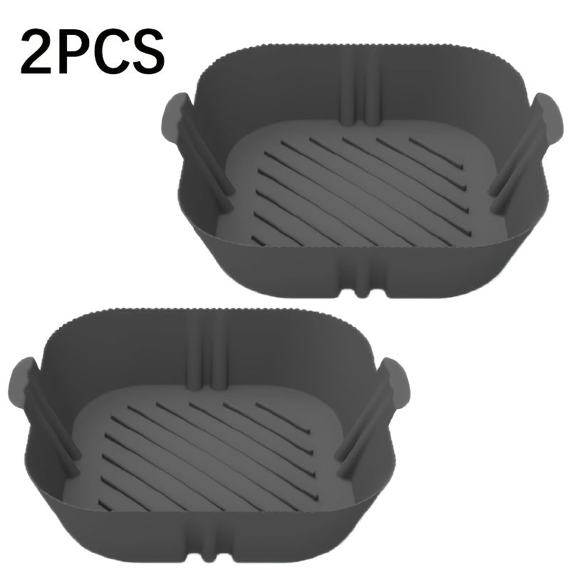 Two-Piece Reusable Silicone Air Fryer Liners Non-Stick Baking Mats for Healthy Cooking