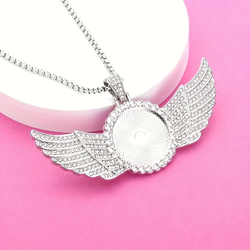 Personalized Photo Pendant Necklace 14K Gold Plated Rhinestone Customizable Gift