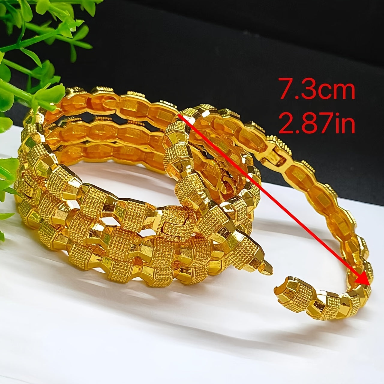 Women's Gold Bangle Bracelets Set for Wedding or Holiday Gift