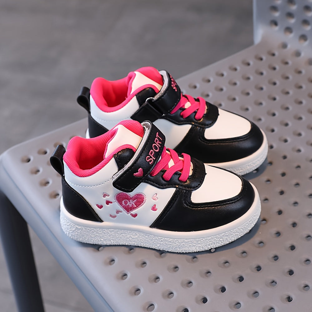 Girls' Embellished High Top Skate Shoes Lightweight Anti-Slip Casual Sneakers for Outdoor Walks