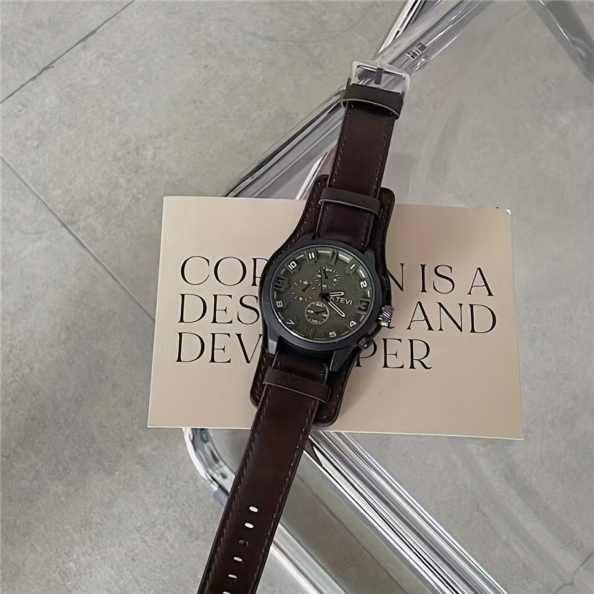 Men's Watch with PU Leather Strap and Alloy Case for Gifting