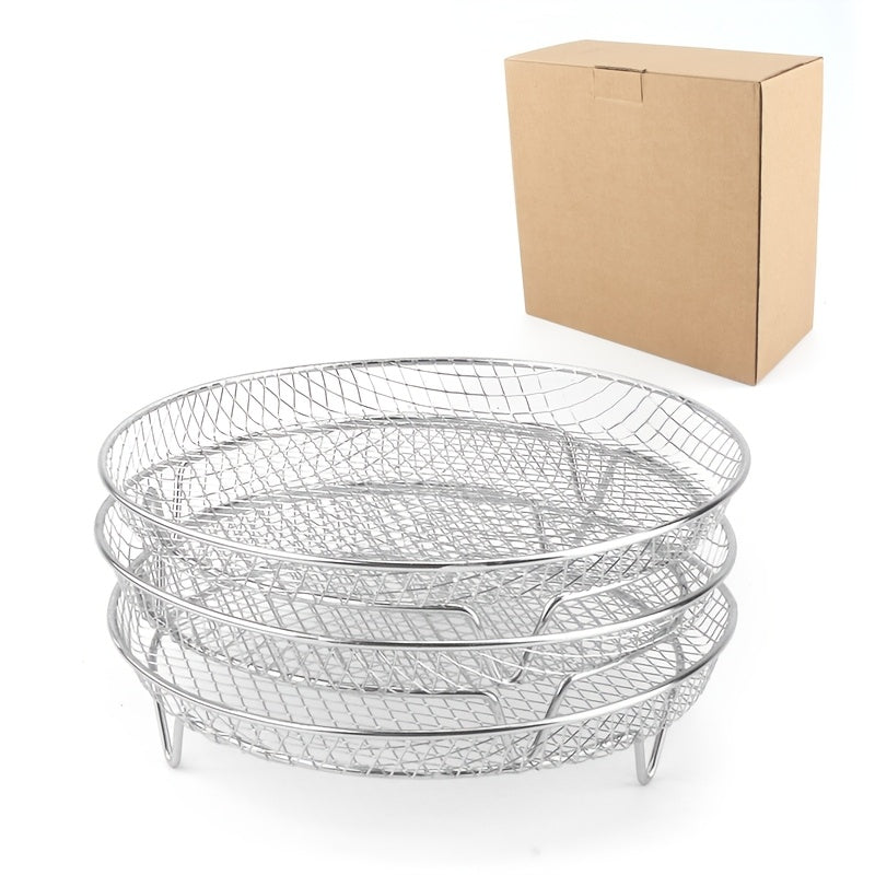 3-Tier Round Grill Rack for Air Fryer Stainless Steel