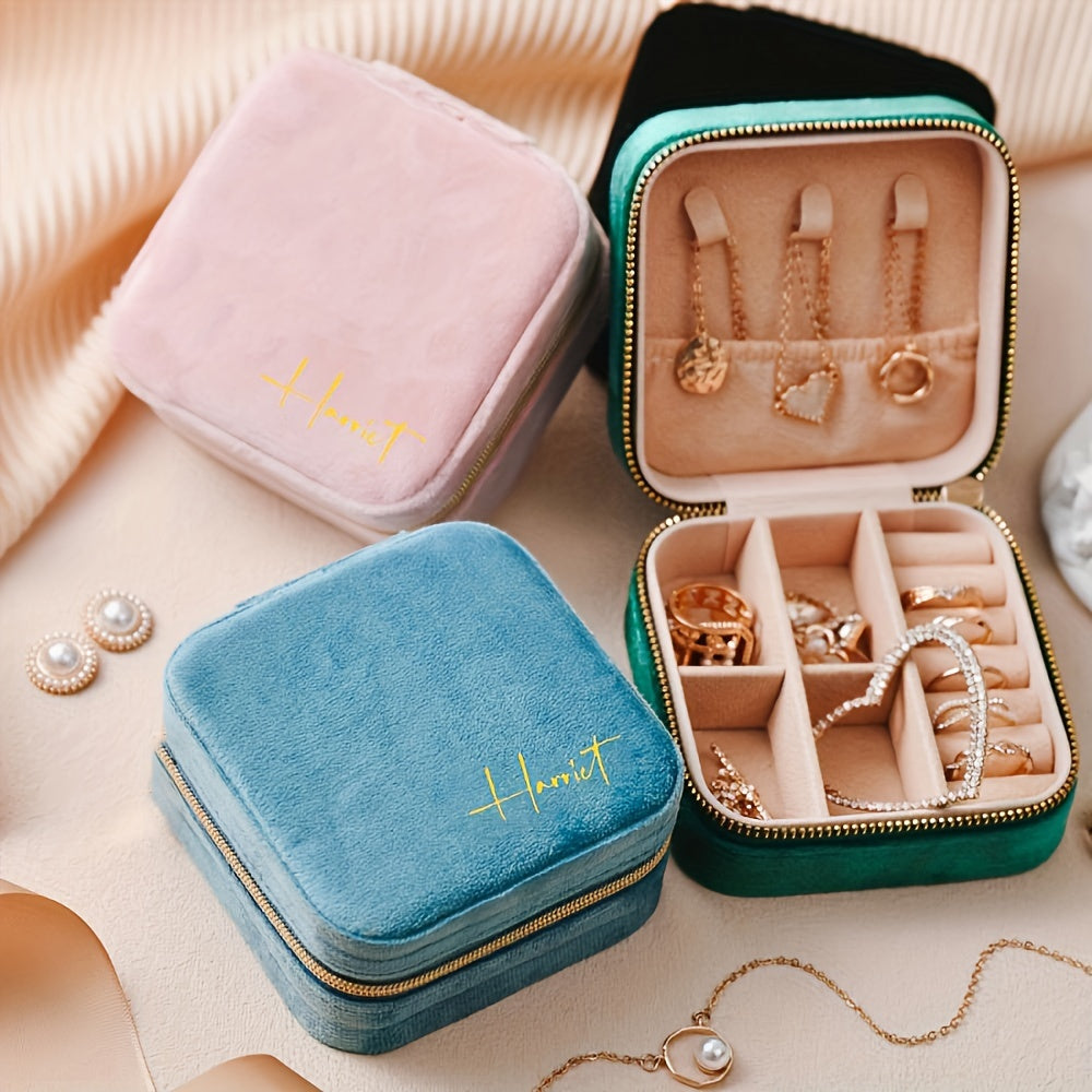 Индивидуальный тканевый дорожный ювелирный ящик с гравировкой на заказ о цветке рождения для подружек невесты или подарка на день рождения