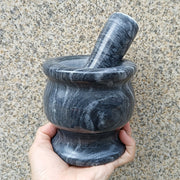 Handcrafted Marble Mortar and Pestle Set for Spices and Grains in Kitchen