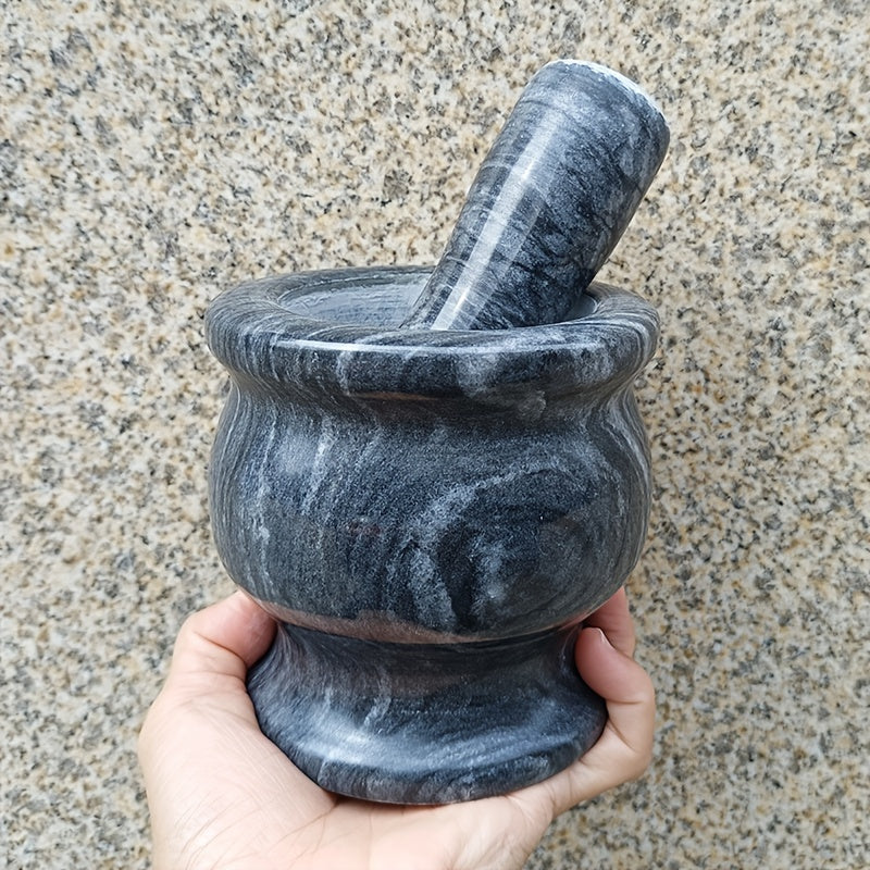 Handcrafted Marble Mortar and Pestle Set for Spices and Grains in Kitchen