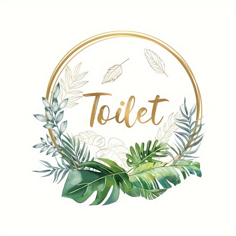 Toilet Lid Decal Leaf Design Self-Adhesive Ceramic Surface Greenery Motif