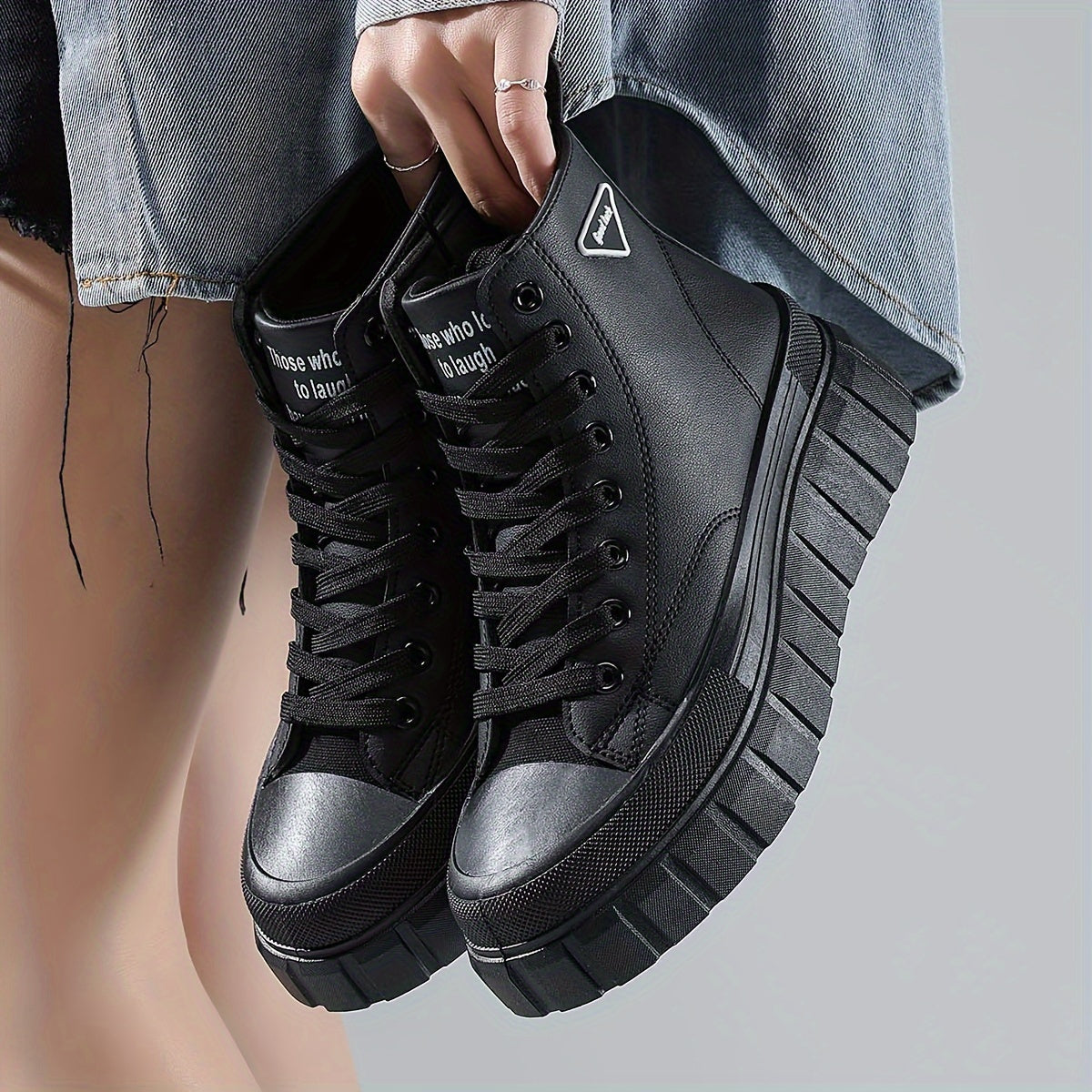 Women's Canvas Platform Sneakers Casual Lace-Up Outdoor Shoes