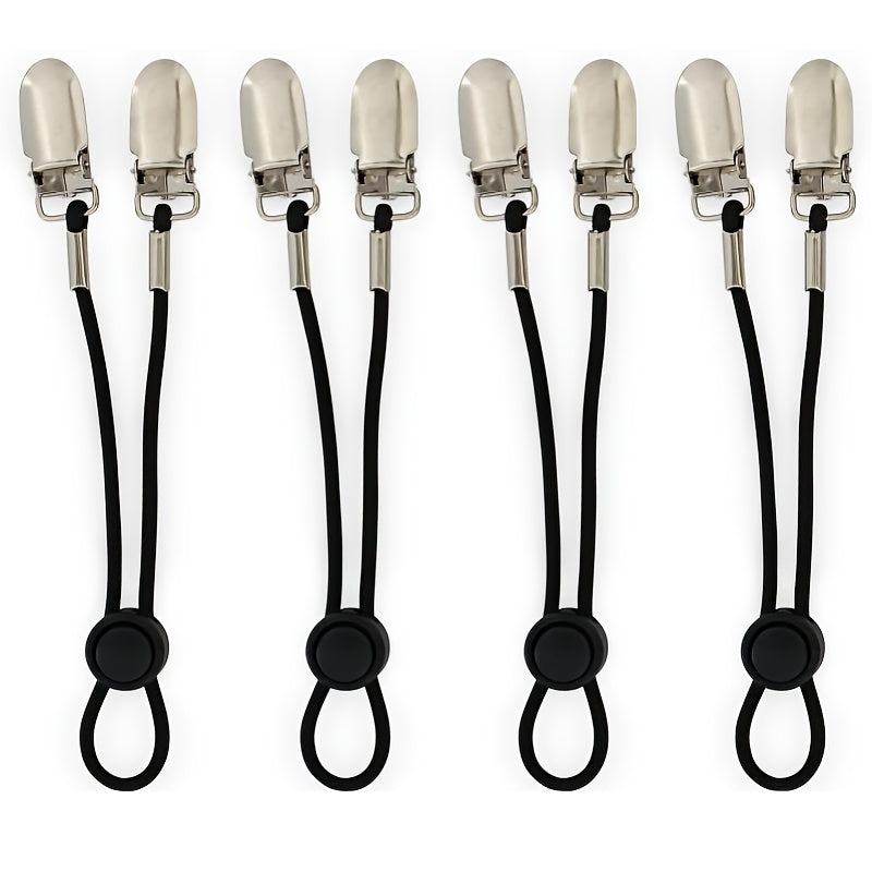 Set of 4 Adjustable Bed Sheet Fasteners Non-Slip Elastic Clips Black