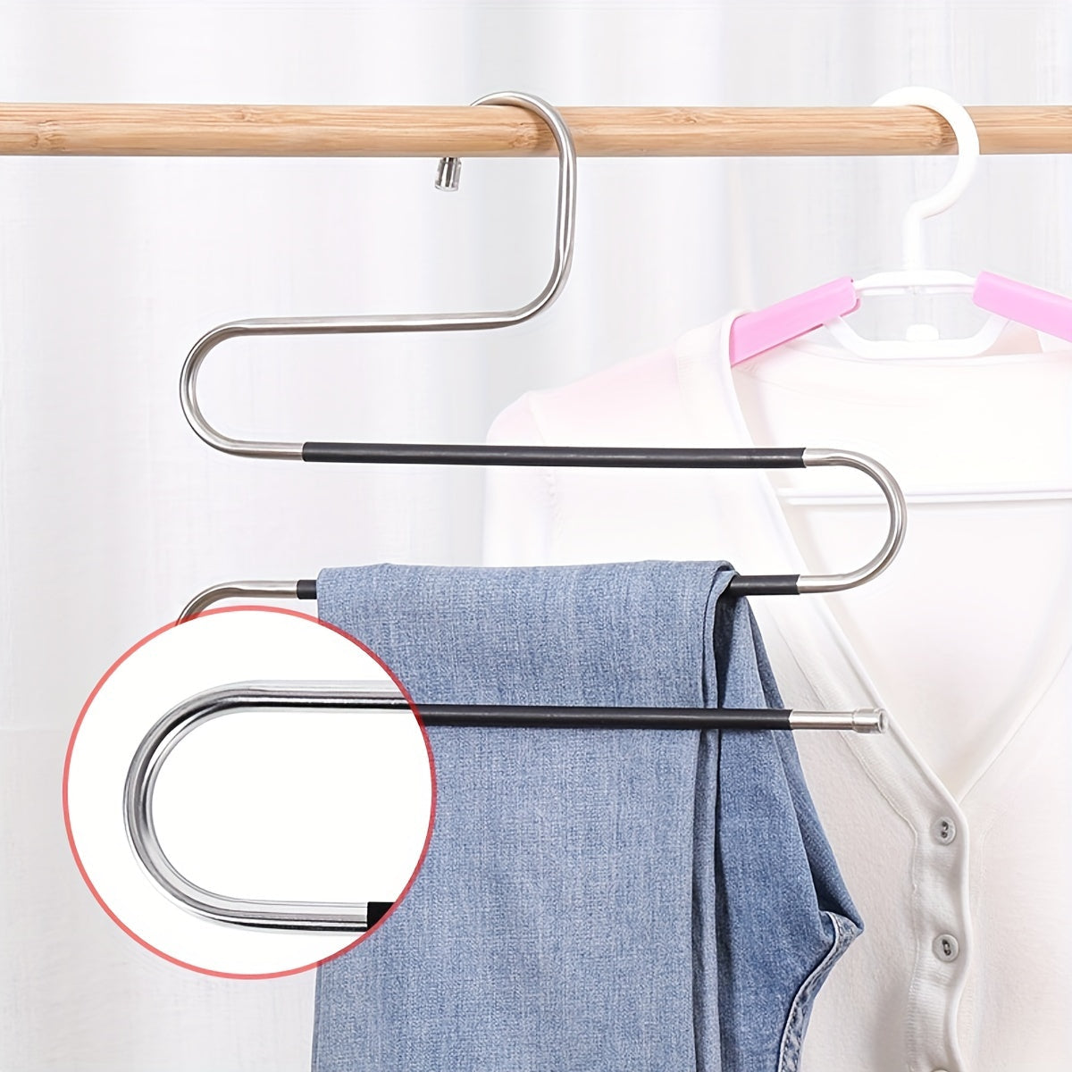 5-Layer Stainless Steel Non-Slip Pants Hanger Set for Home 36.98cm