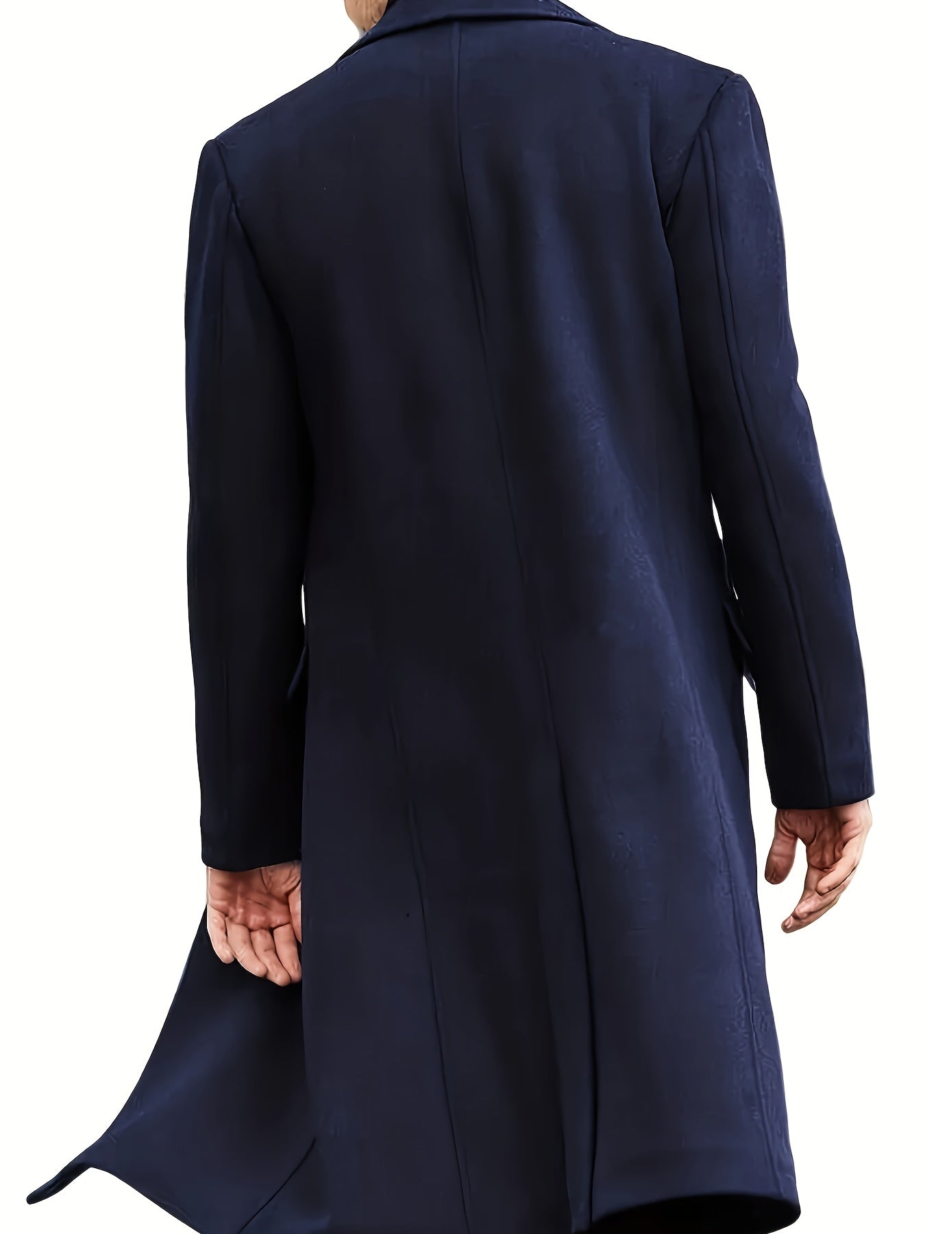 Men's Long Coat Reversible Plus Size Fall Polyester Solid Color Lapel Work Outerwear