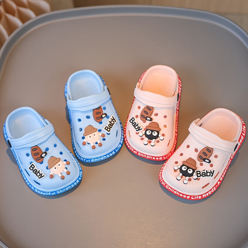 Baby Boys Girls Breathable EVA Clogs with Cartoon Charms for Indoor Outdoor All-Season