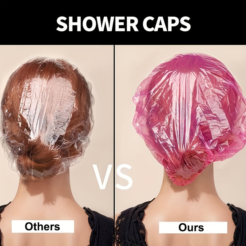 Large Pink Disposable Shower Cap for Women Waterproof Elastic Polyester Spa Salon Use