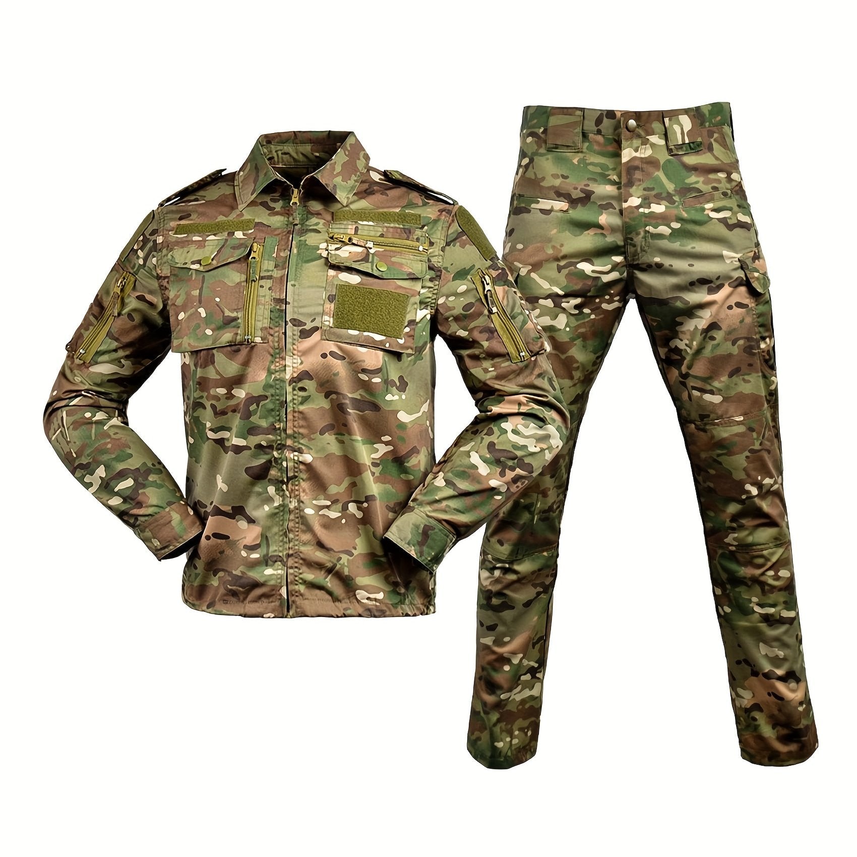Men's Camo Training Suit Breathable Durable Polyester for Outdoor Activities