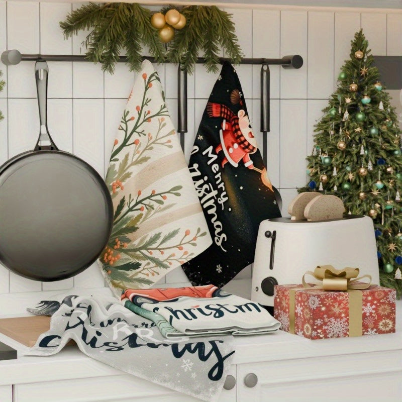 Set of 4 Christmas Towels 18x66cm Decorative Gifting Holiday Home