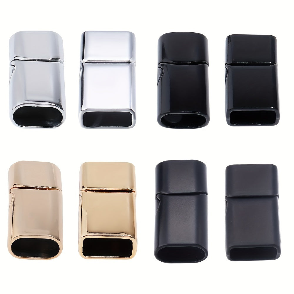 Magnetic Buckle Set 5 Pieces for Leather Rope Jewelry Findings Flat Rectangular Rounded Corners