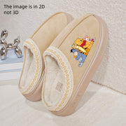 Women’s Solid Color Lace Slippers, Indoor Outdoor Warm Thick Sole