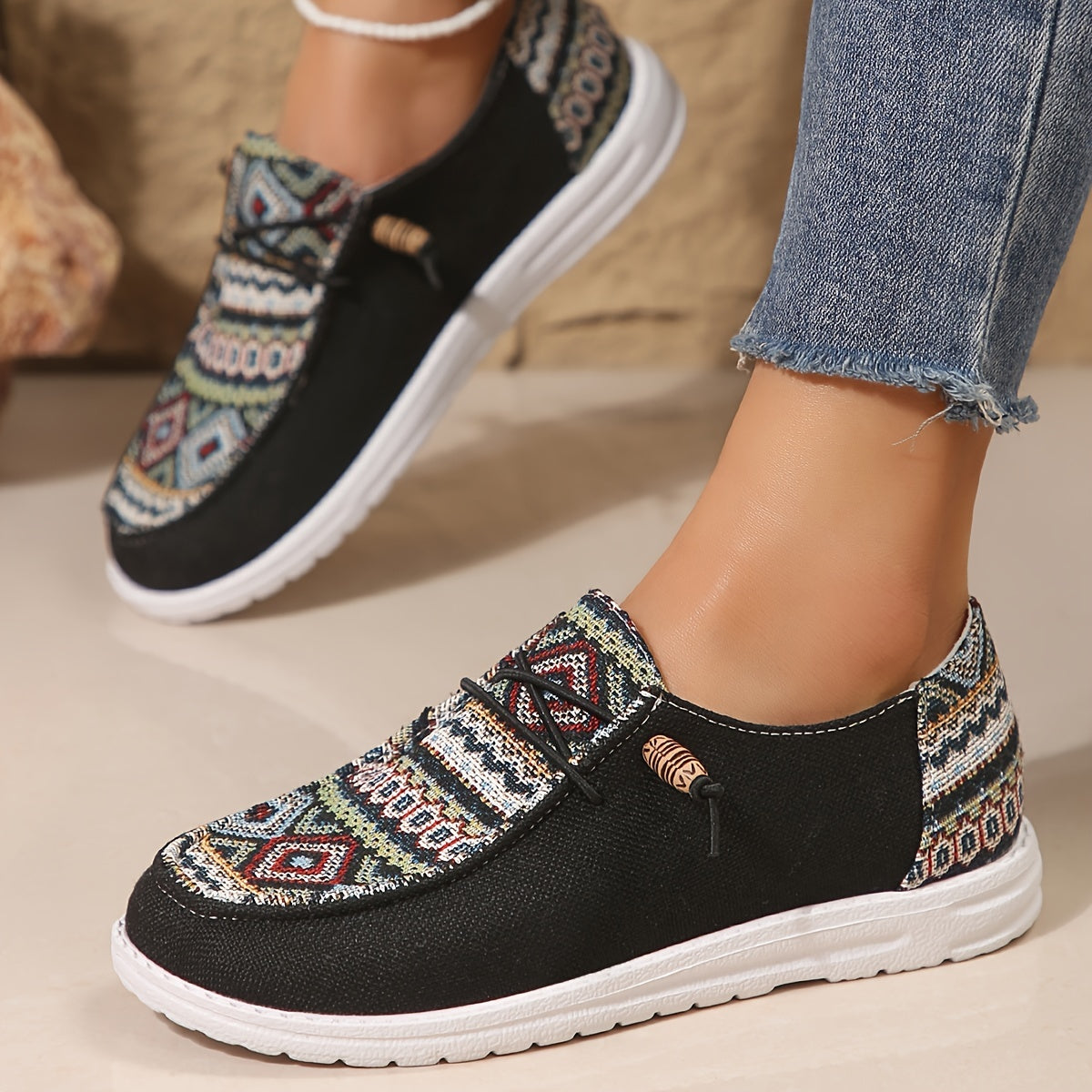 Women's Ethnic Casual Loafers Outdoor Comfortable Oversized Shoes