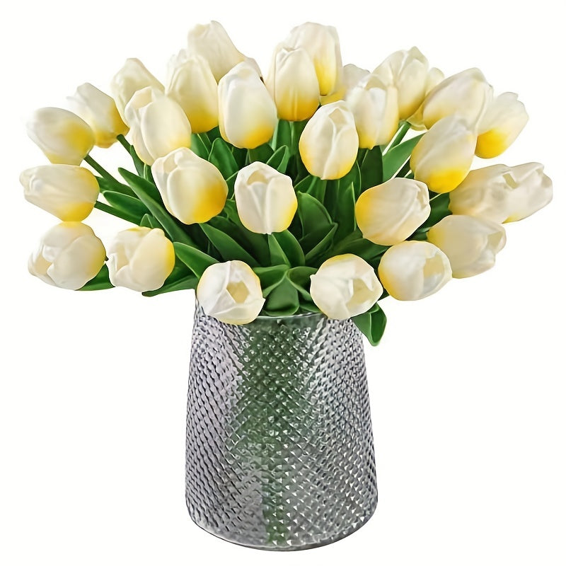 Artificial Tulips Set of 10 Real Touch Faux Flowers for Home Office Decor