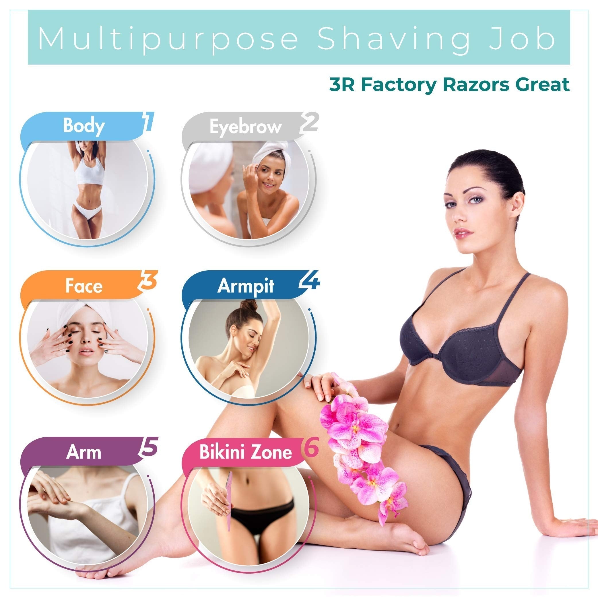 Women Facial Razors Stainless Steel 6 Pack for Fine Hair and Eyebrows