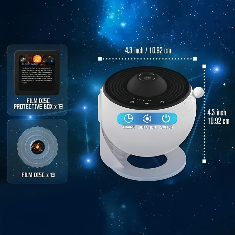 Indoor Rotating Galaxy Starry Sky Projection Light with 12 Films for Bedroom Atmosphere