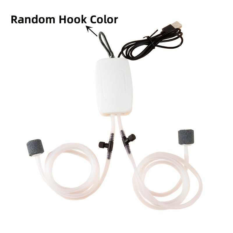 USB Portable Aquarium Air Pump with Dual Adjustable Holes for Fish Tanks Quiet Oxygenation
