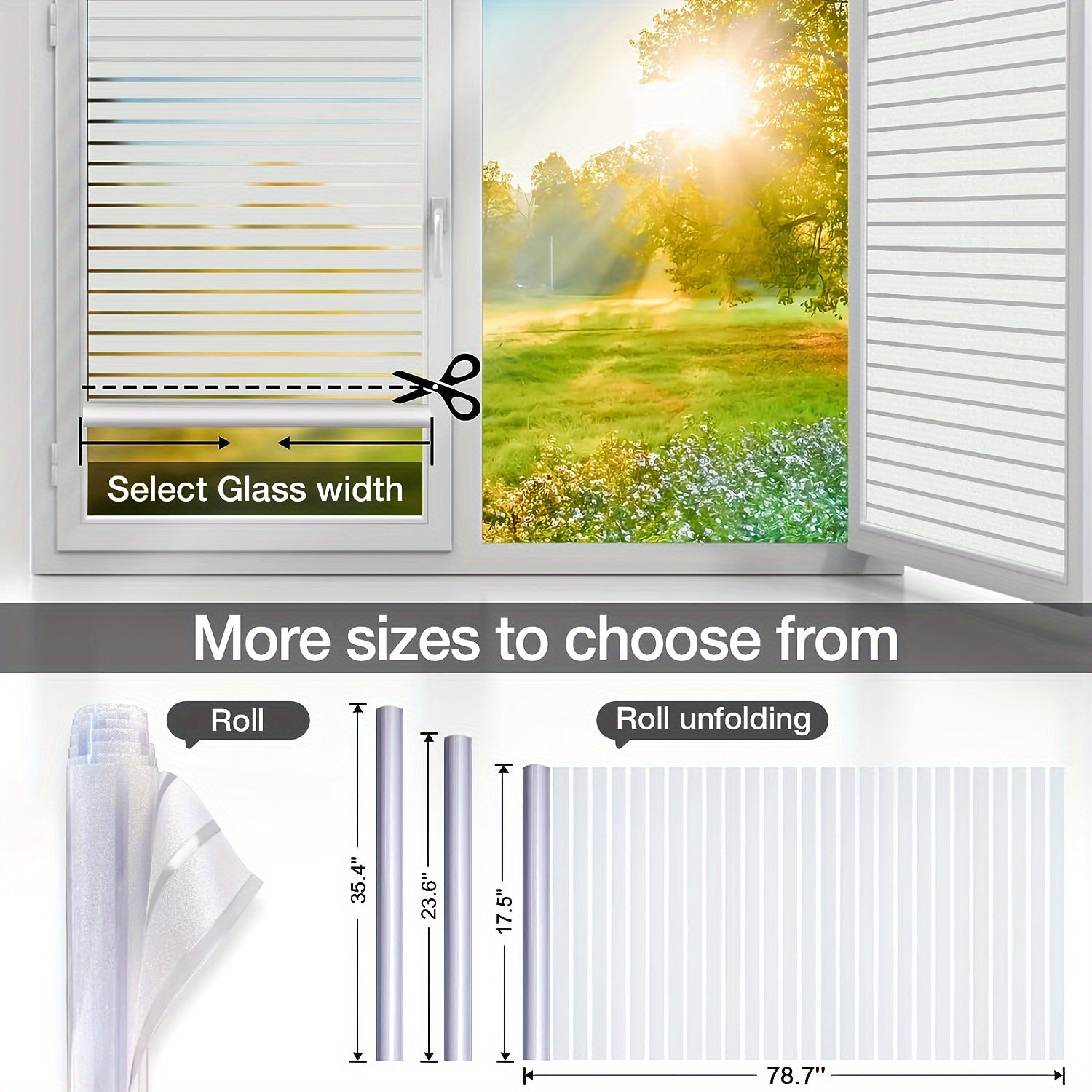 Frosted Glass Window Film for Privacy and Decoration Static Clings 17x78 Inches