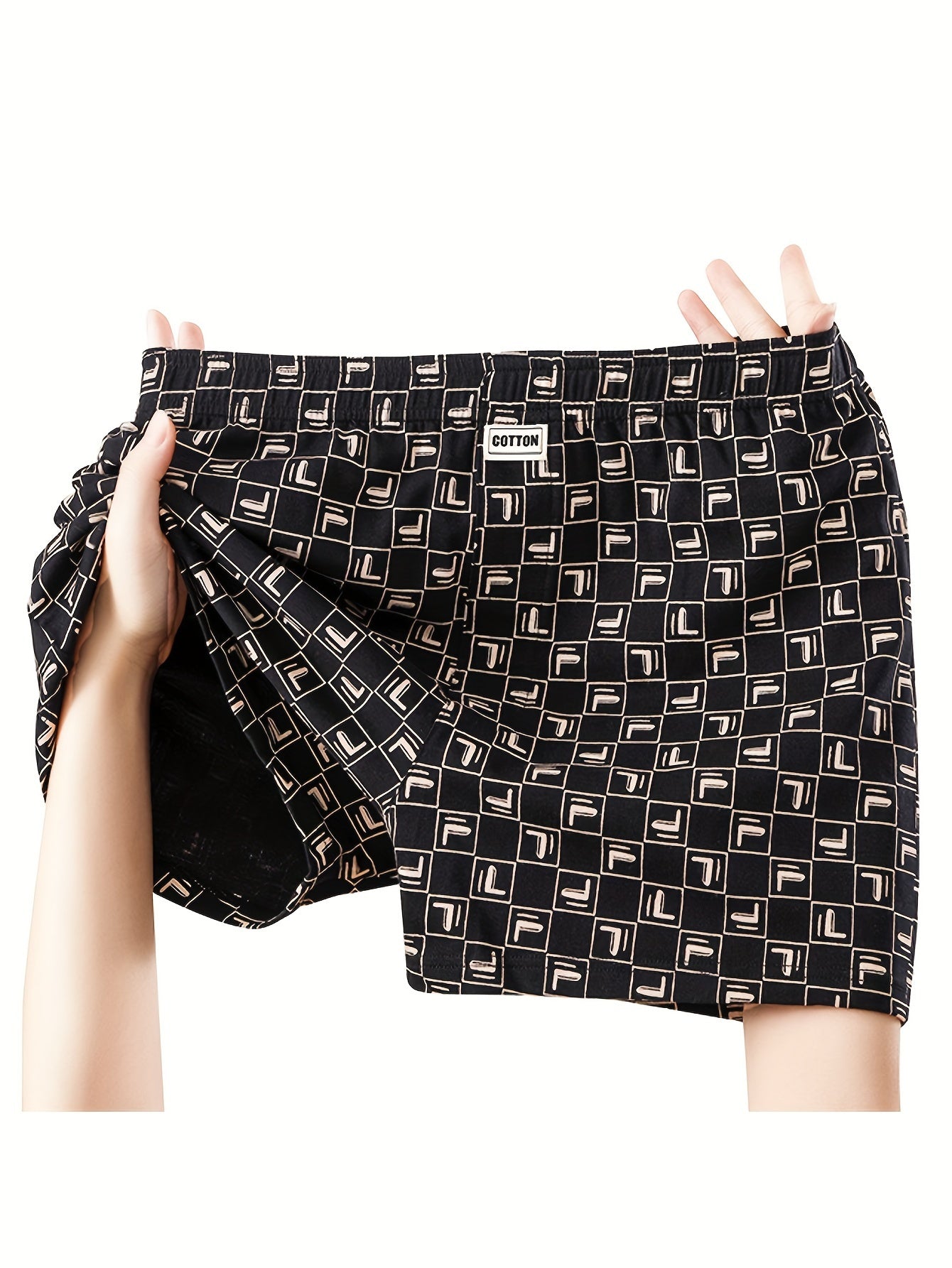 Men's Cotton Boxer Briefs 3 Pack Breathable Plaid Denim-Style Patterns Comfortable Elastic Waist