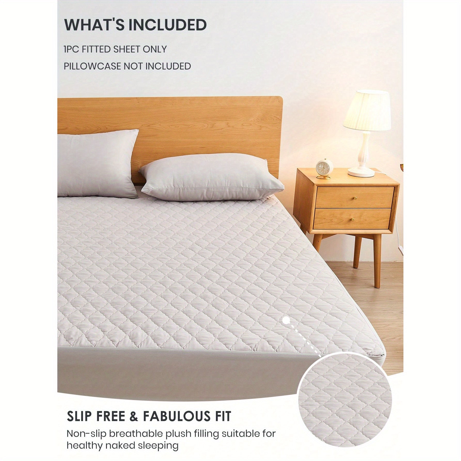 Waterproof Fitted Sheet Gray 30cm Deep Pockets Soft Polyester for Bedroom