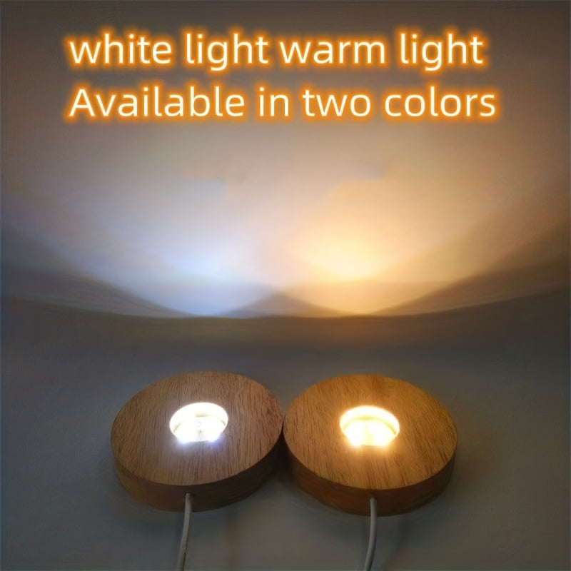 Lámpara de madera con luces LED y base de cristal de vidrio para ambiente romántico