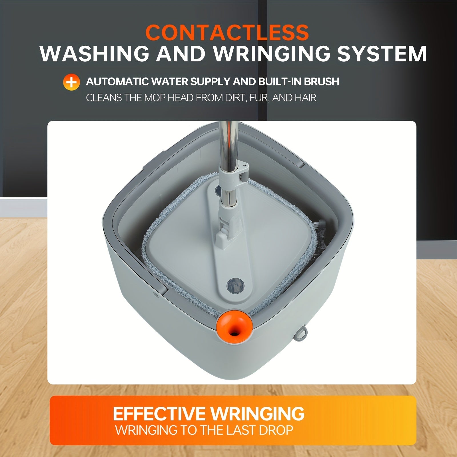 3-in-1 Smart Mop System with Hands-Free Washing and Dual-Use for Kitchen Bathroom Living Room
