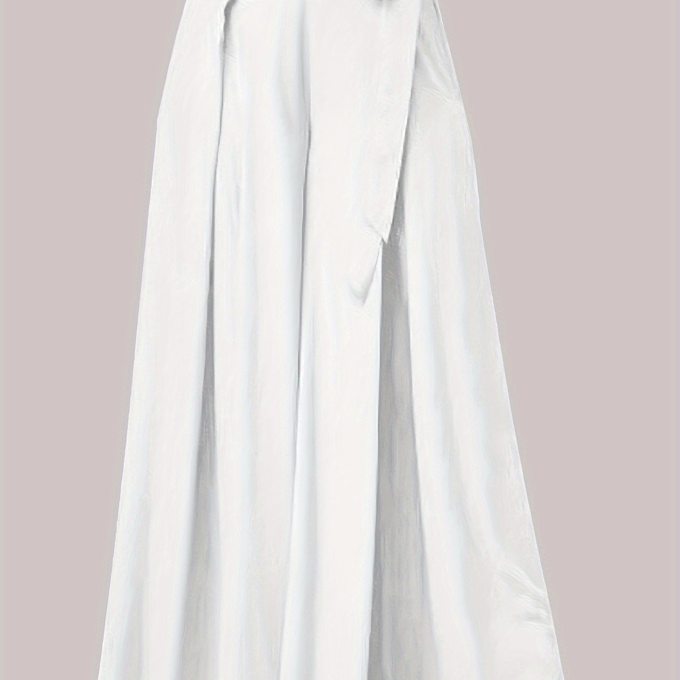 Pantalones anchos de mujer con lazo en la parte delantera, cintura alta, casual, de poliéster tejido