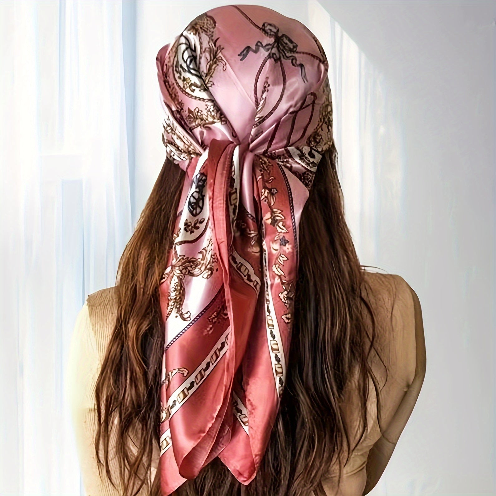 Women’s Satin Square Scarf 89.99cm Soft Sun Protection Head Wrap