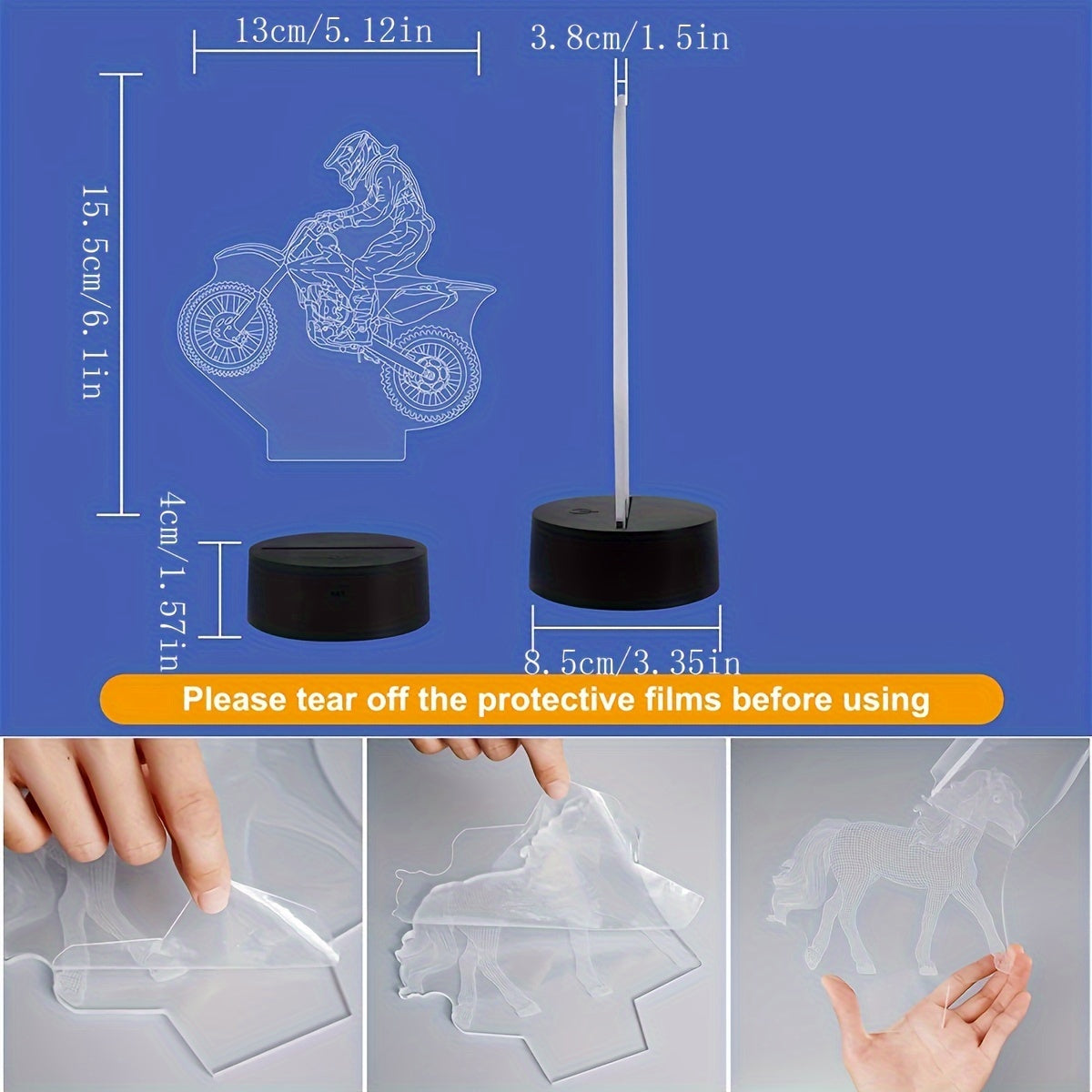 Motorcycle 3D LED Night Light with Remote Touch Control 16 Colors Dimmable Timer USB Powered
