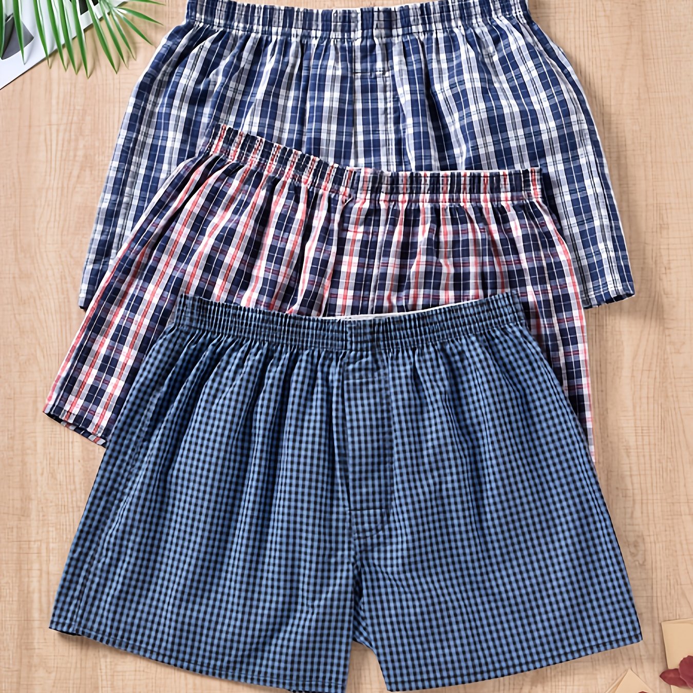 Мужские хлопковые боксёры в многоцветном стрелочном принте, свободный крой, дышащий, комплект из трёх