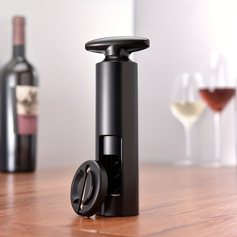 Manual Wine Bottle Opener T-Shaped with Plastic Corkscrew for Home and Bar Use