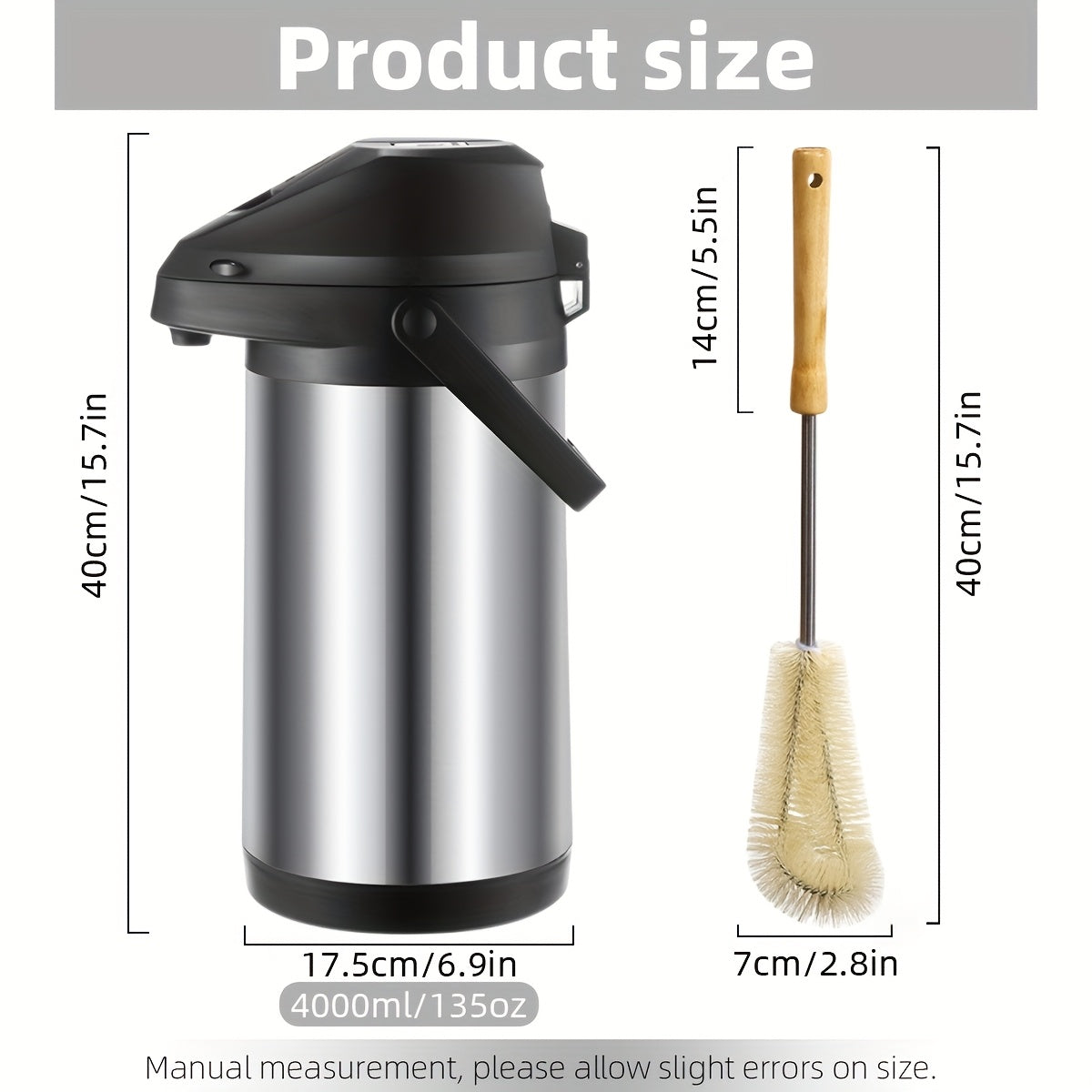 Stainless Steel Coffee Carafe 4L Double-Walled Insulation Thermal Dispenser