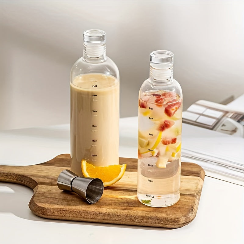 Glass Water Bottle with Time Marker, BPA-Free, 4 Sizes for Outdoor Use