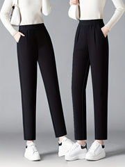 Women's Slimming Plus Size Knit Harem Pants Elastic Waist All-Season