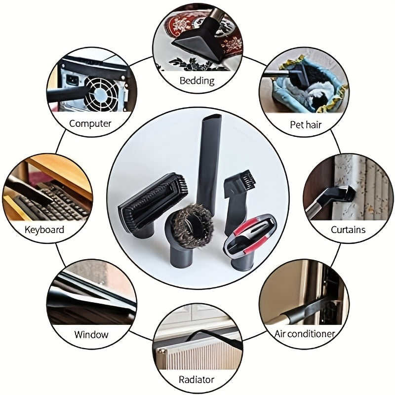 6 ta vakuum tozalagich uchun qo'shimchalar to'plami, mustahkam ABS plastmassadan yasalgan bo'shliq asbobi va 32/35mm adapter bilan almashtiriladigan chang yig'uvchi boshlar, yaxshiroq tozalash samaradorligi uchun, uy vakuumlari uchun ideal.