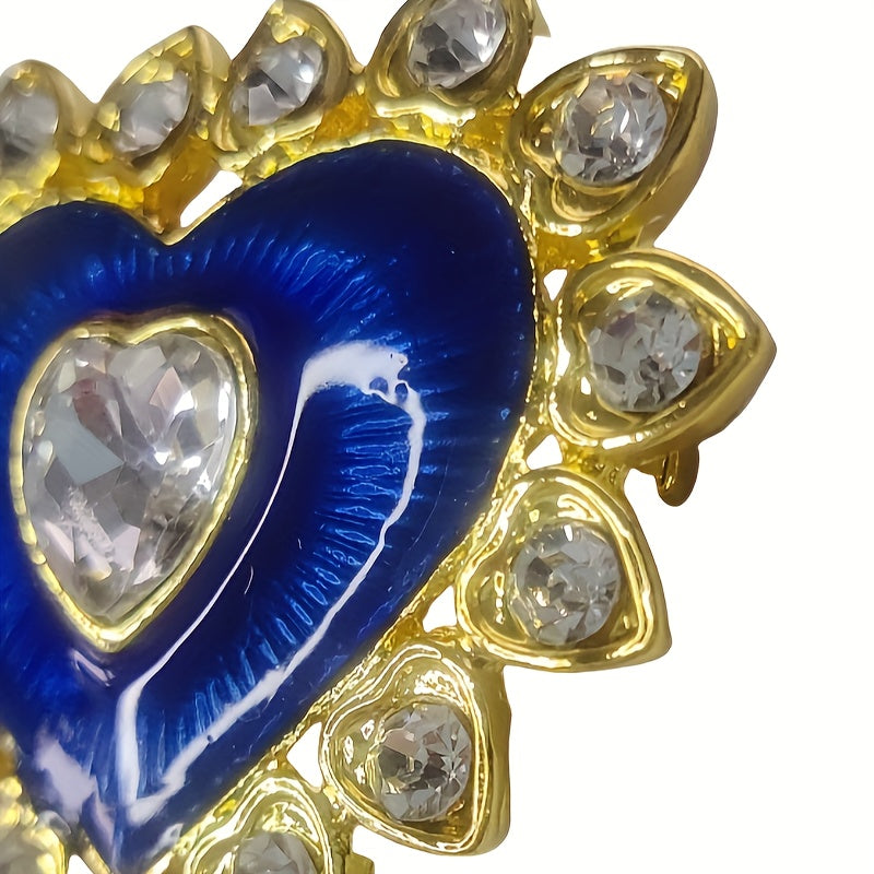 Vintage yurak shaklidagi alloy brooch pin, porloq kristallar va O'rta Sharq dizayni bilan