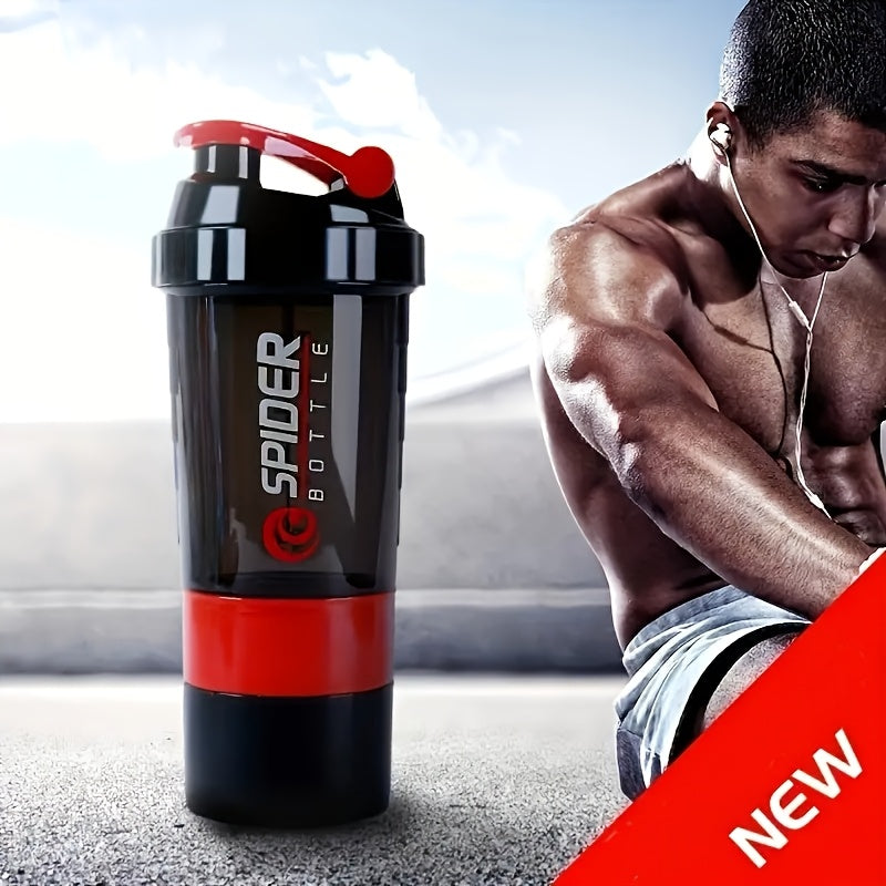 500ml Protein Shaker Bottle with Layered Storage Leak-Proof Mixing Ball for Gym and Outdoor Activities